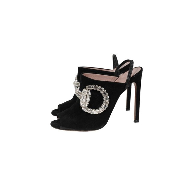 Gucci Womens Maxime Crystal Embellished Mule Sandals US 8 EU 38 Black Suede - Picture 4 of 10